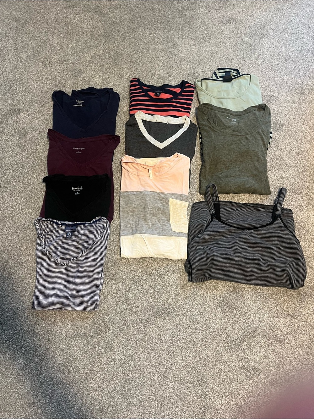 Lot of Maternity Tops - Navy, Burgundy, Black, Olive, Pink, Gray, Cream